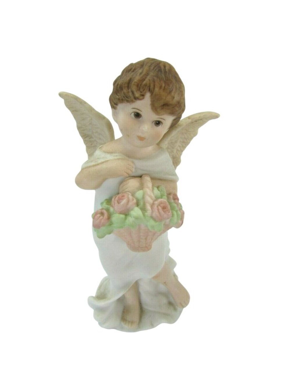 Schmid Angel 1985 B Shackman Figurine Vintage Basket Roses 31907